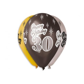 Ballon 30 cm 5 Stück - Happy Birthday 30. Geburtstag...