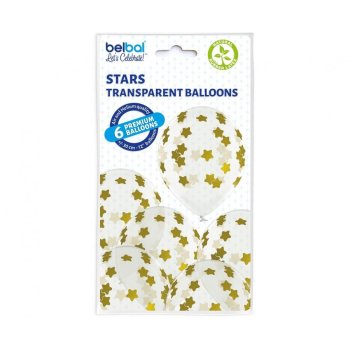 Javoli Balón 30 cm - 6 kusov - zlaté hviezdy