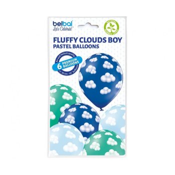 Ballon 30 cm 6 Stück - Fluffy Clouds Boys