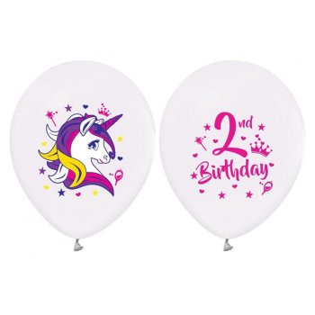 Ballon 30 cm 5 Stück - Happy Birthday Einhorn 2....