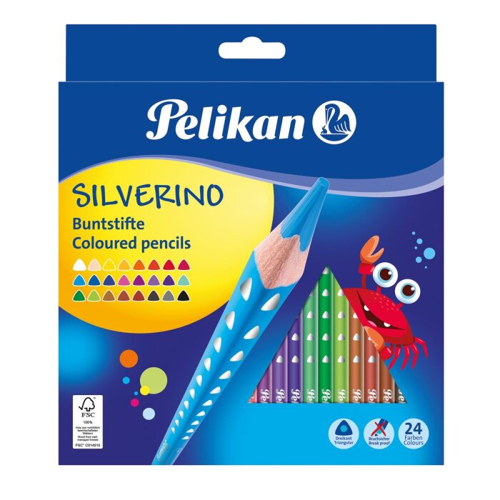 Pelikan Dreikant-Buntstifte SILVERINO dünn, 24er Kartonetui