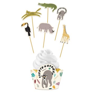 Folat Cupcake Deko-Set Zoo Party - 12-teilig