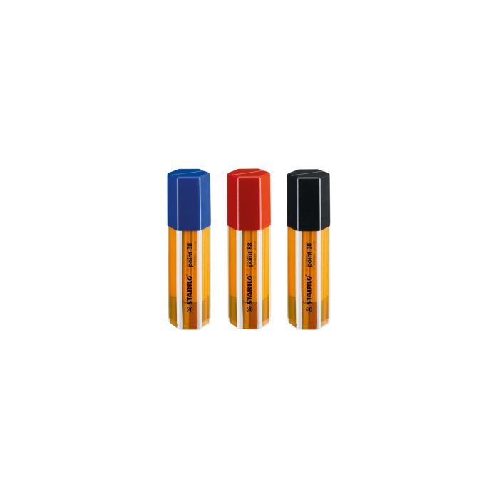 STABILO point 88 - fineliner - Big point Box v náhodných farbách balenia (modrá, červená alebo čierna) - 20 ks v rôznych farbách