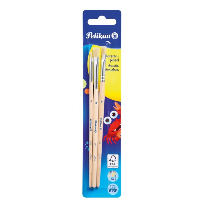 Pelikan Borstenpinsel-Set 613 F, 3-teilig, sortiert