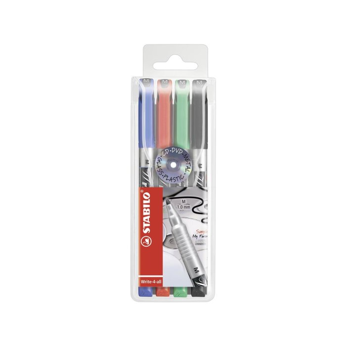 Permanent-Marker - STABILO Write-4-all - medium - 4er Pack - blau, rot, grün, schwarz