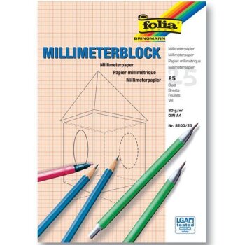 folia Millimeterblock A4 80g/qm 25 Blatt
