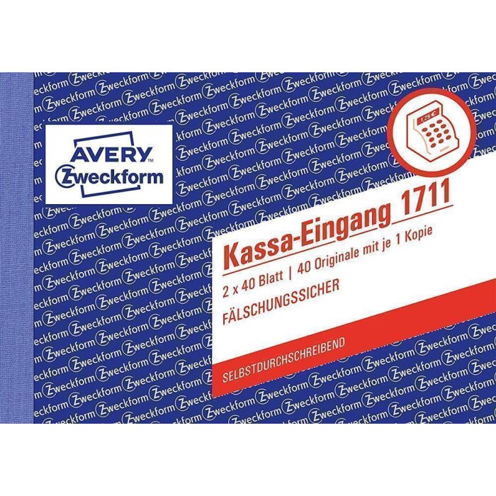 AVERY Zweckform 1711 Kassa-Eingang DIN A6 quer 2x40 Blatt