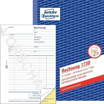 AVERY Zweckform Formularbuch "Rechnung", 2 x 40...