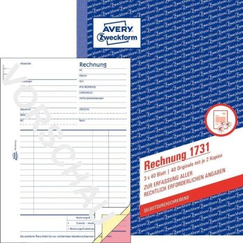 AVERY Zweckform Formularbuch "Rechnung", 3 x 40...