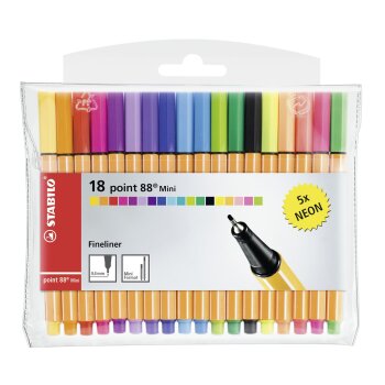 Fineliner - STABILO point 88 Mini - 18er Pack - mit 18...