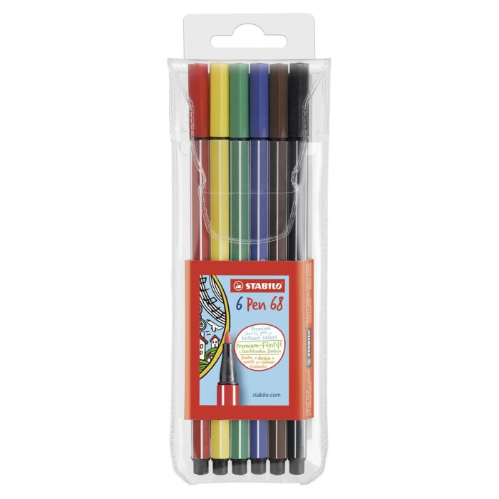 Premium-Filzstift - STABILO Pen 68 - 6er Pack - mit 6 verschiedenen Farben
