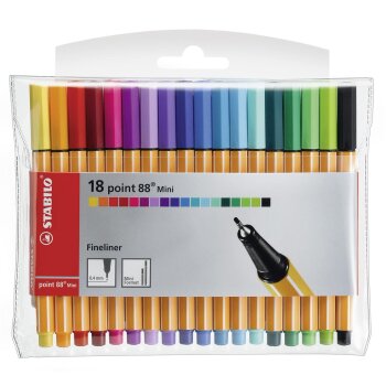 STABILO point 88 Mini fineliner - 18 rôznych farieb