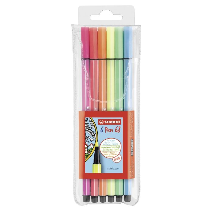 Premium-Filzstift - STABILO Pen 68 - 6er Pack - 6 Neonfarben