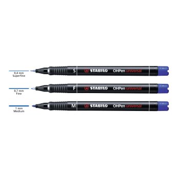 Folienstift - STABILO OHPen universal - permanent superfein - 4er Pack - grün, rot, blau, schwarz