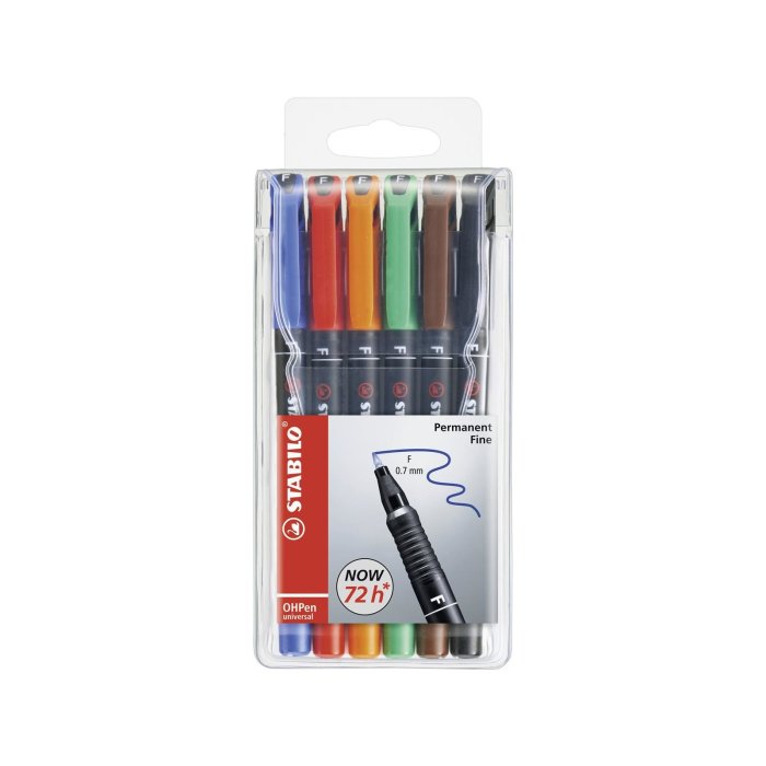 STABILO OHPen universal - fóliové pero - permanentné - jemný hrot - 6 ks - v rôznych farbách