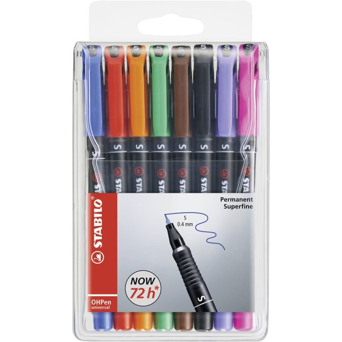 STABILO OHPen universal - fóliové pero - permanentné - veľmi jemný hrot - 8 ks - v rôznych farbách
