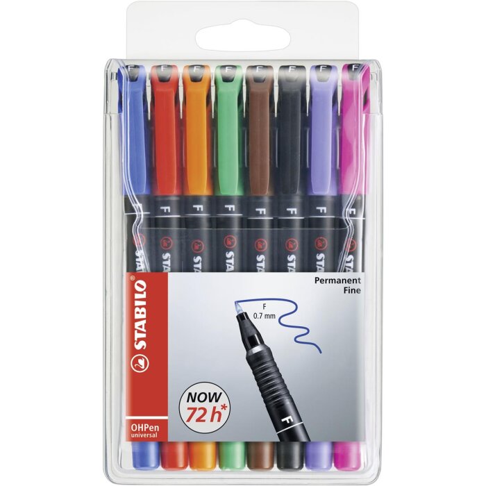 Folienstift - STABILO OHPen universal - permanent fein - 8er Pack - mit 8 verschiedenen Farben
