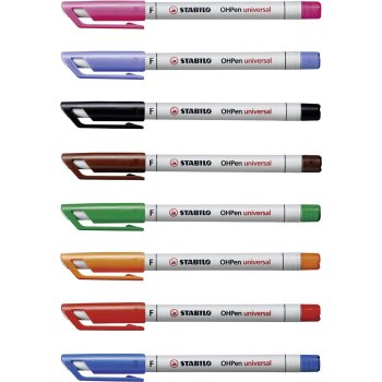 STABILO OHPen universal - fóliové pero - rozpustné vo vode - jemný hrot - 8 ks - v rôznych farbách