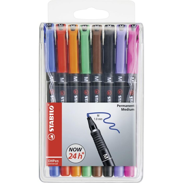 Folienstift - STABILO OHPen universal - permanent medium - 8er Pack - mit 8 verschiedenen Farben