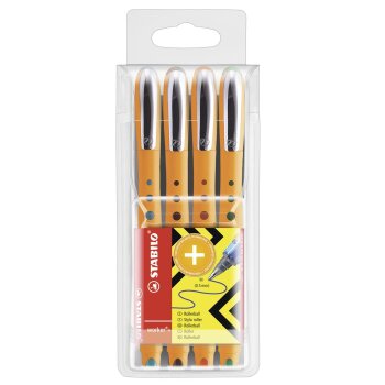 Tintenroller - STABILO worker+ - medium - 4er Pack -...