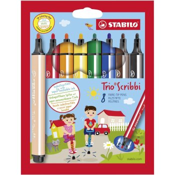 Gefederter Dreikant-Filzstift - STABILO Trio Scribbi -...