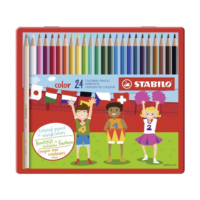 Buntstift - STABILO color - 24er Metalletui - mit 24 verschiedenen Farben