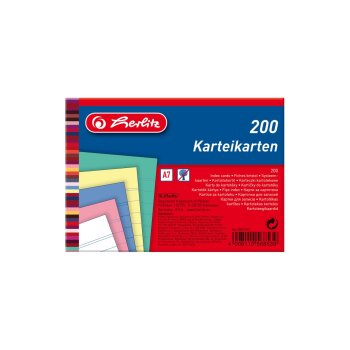 herlitz kartotékové / indexové kartičky - A7 - 200 ks - linajkové - rôzne farby + biela
