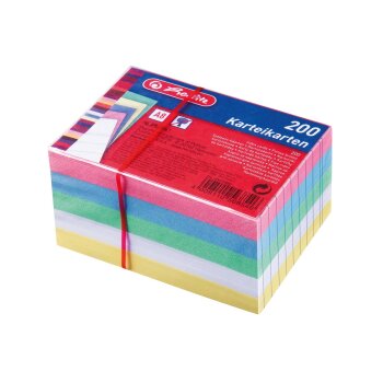 herlitz Karteikarten, DIN A8, liniert, farbig sortiert,...
