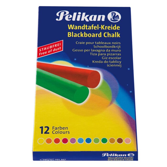 Pelikan Wandtafelkreide 745/12, farbig, Kartonetui