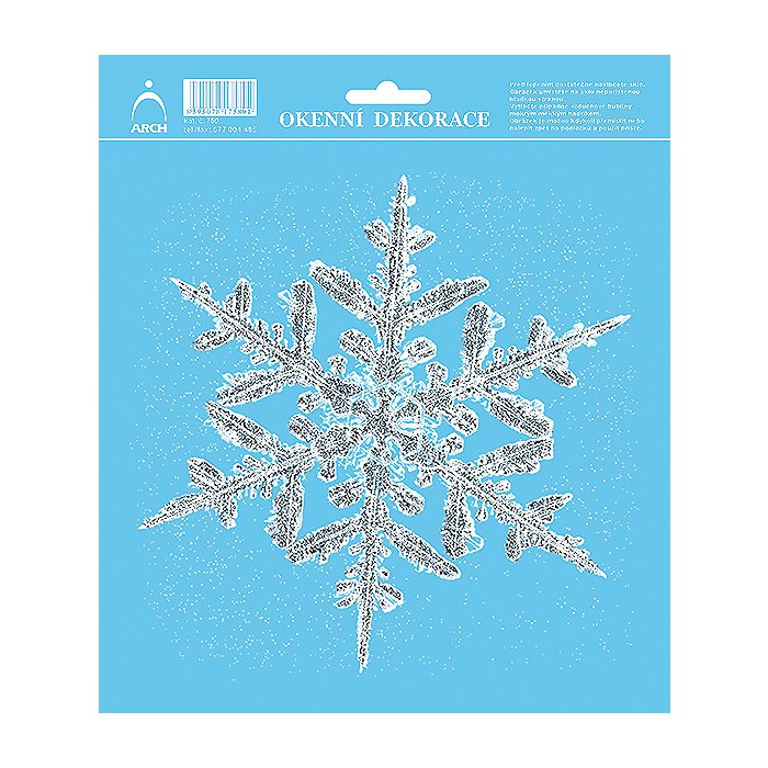 ARCH Vianočné adhézne okenné nálepky 20 x 23,5 cm - obojstranné - biela snehová vločka
