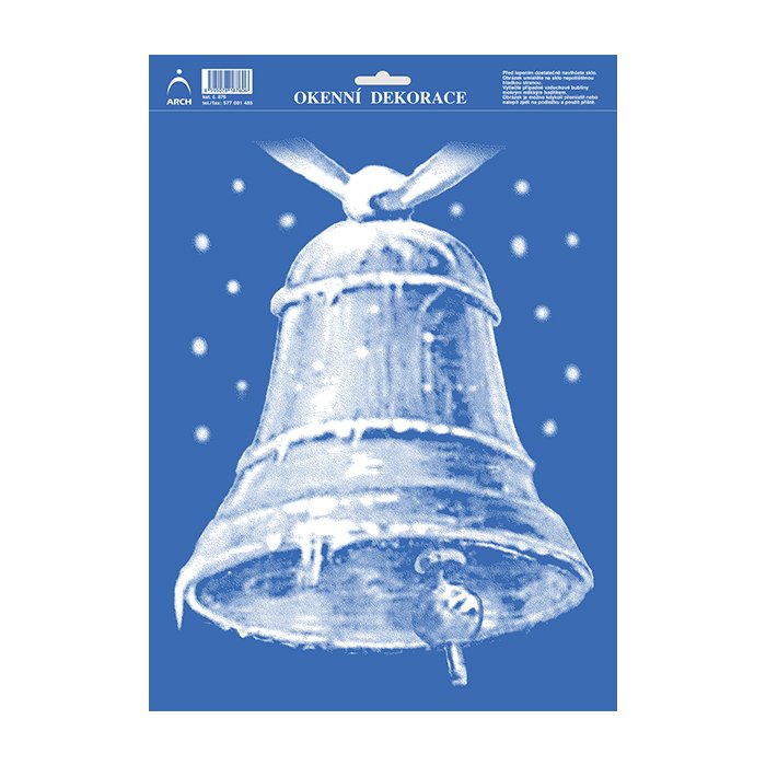 ARCH Vianočné adhézne okenné nálepky 25 x 35 cm - obojstranné - biely zvonček