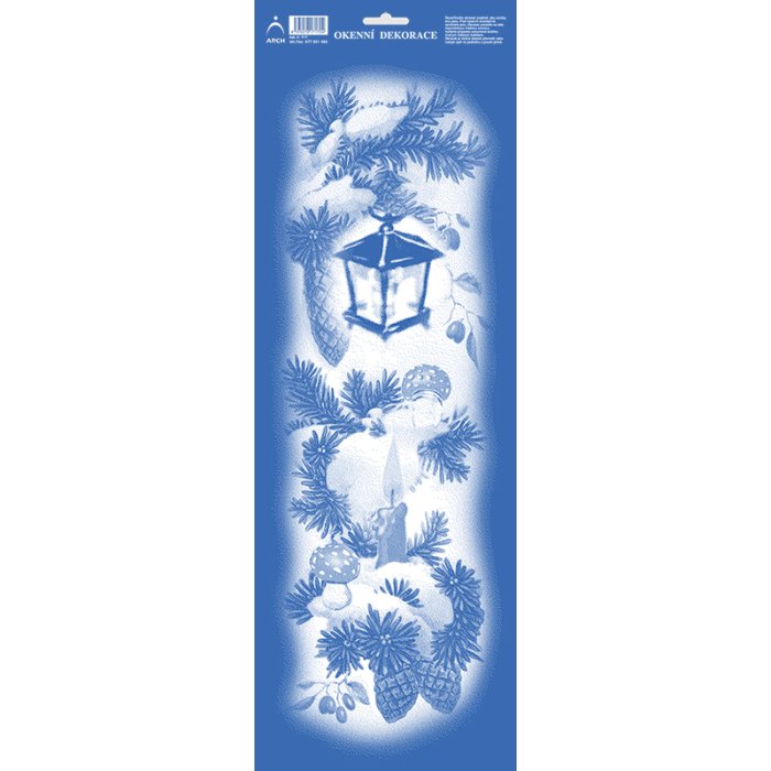 ARCH Vianočné adhézne okenné nálepky 50 x 17,5 cm - obojstranné biele - pás bočný s lucernou