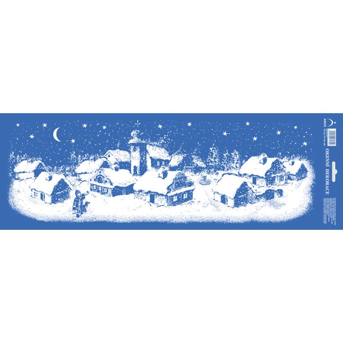 ARCH Vianočné adhézne okenné nálepky 50 x 17,5 cm - obojstranné biele - pás s nočnou krajimkou