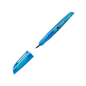Schulfüller mit Standard-Feder M - STABILO EASYbuddy in dunkelblau/hellblau - Schreibfarbe blau (löschbar) - Einzelstift - inklusive Patrone