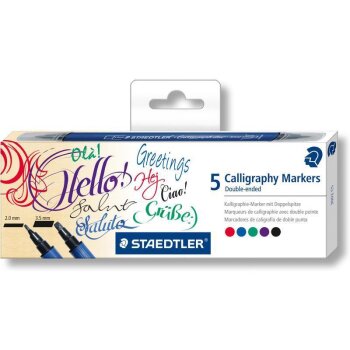 STAEDTLER Kalligraphie-Doppelmarker, Keilspitze, 5er Etui