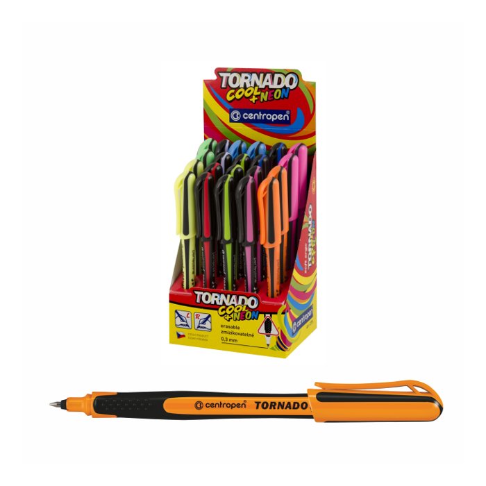 Centropen ERGO - guľôčkové pero Tornado - vymazateľný atrament - v neónovej farbe