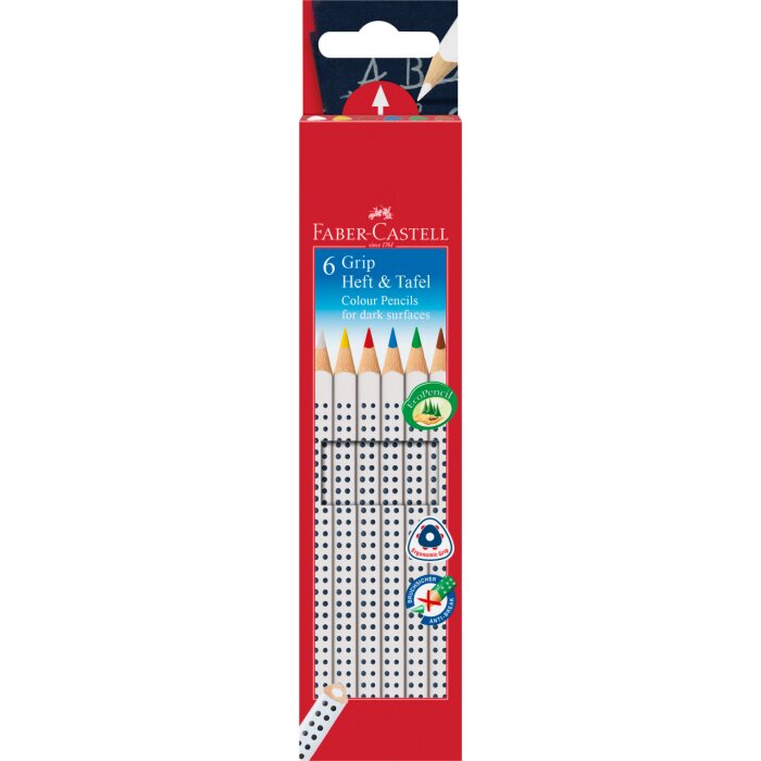 FABER-CASTELL Heft- und Tafelstift Colour GRIP, 6er Etui