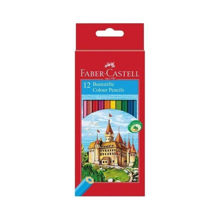 FABER-CASTELL Hexagonal-Buntstifte CASTLE, 12er Kartonetui