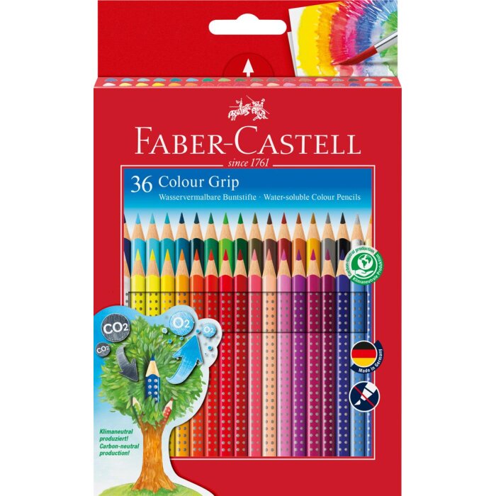 FABER-CASTELL trojhranné akvarelové farbičky - Colour GRIP - 36 rôznych farieb