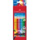 FABER-CASTELL Dreikant-Buntstifte Colour GRIP, 10er Etui mit Radierer