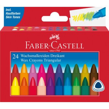 FABER-CASTELL Dreikant-Wachsmalkreide, 24er Kartonetui