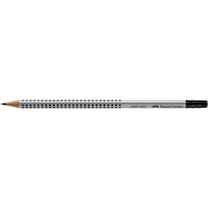FABER-CASTELL Bleistift GRIP 2001 HB silber mit Radierer