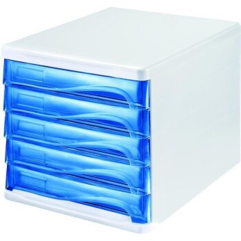 helit Schubladenbox, 5 Schubladen, weiß/hellblau