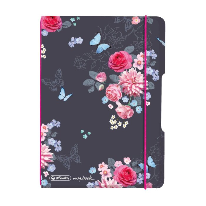 herlitz my.book flex - zošit, A6, 40 listov - štvorčekový - Ladylike "Flowers"