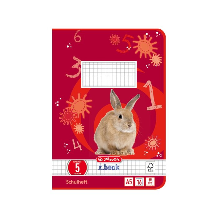 herlitz Schulheft x.book, DIN A5, Lineatur 5 / kariert 16 Blatt