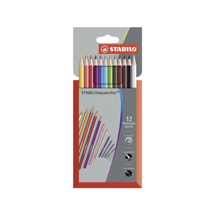 STABILO aquacolor - akvarelové farbičky - balenie 12 rôznych farbičiek