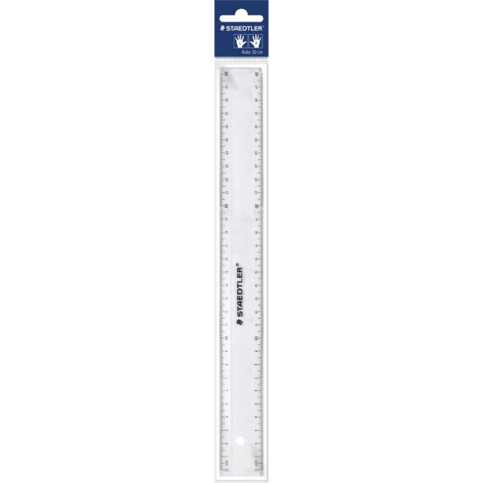 STAEDTLER pravítko - ploché - 30 cm - z plastu - priesvitné - pre pravákov a ľavákov
