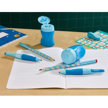 Ergonomischer Dosen-Spitzer für Linkshänder - STABILO EASYsharpener - 3 in 1 - blau