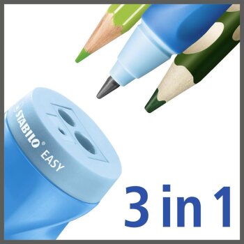 Ergonomischer Dosen-Spitzer für Linkshänder - STABILO EASYsharpener - 3 in 1 - blau