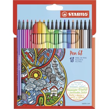 Premium-Filzstift - STABILO Pen 68 - 18er Pack - mit 18...